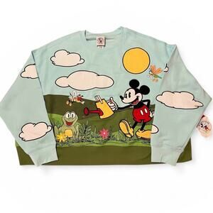 NWOT Disney Parks Mickey's Garden Short Collection Sweatshirt Mickey and Co 2X